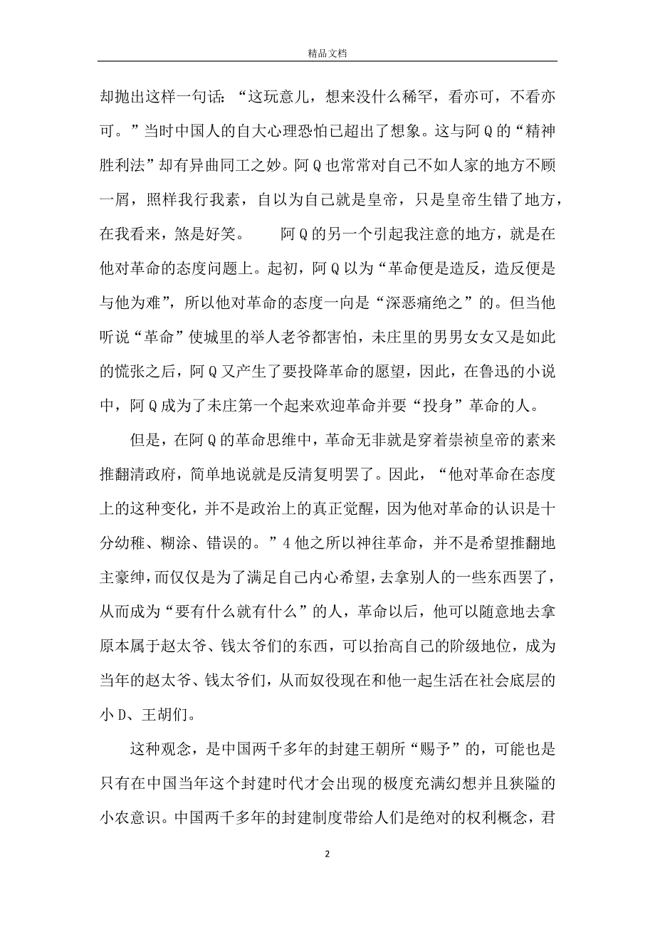 阿Q正传读书笔记2500字作文_第2页