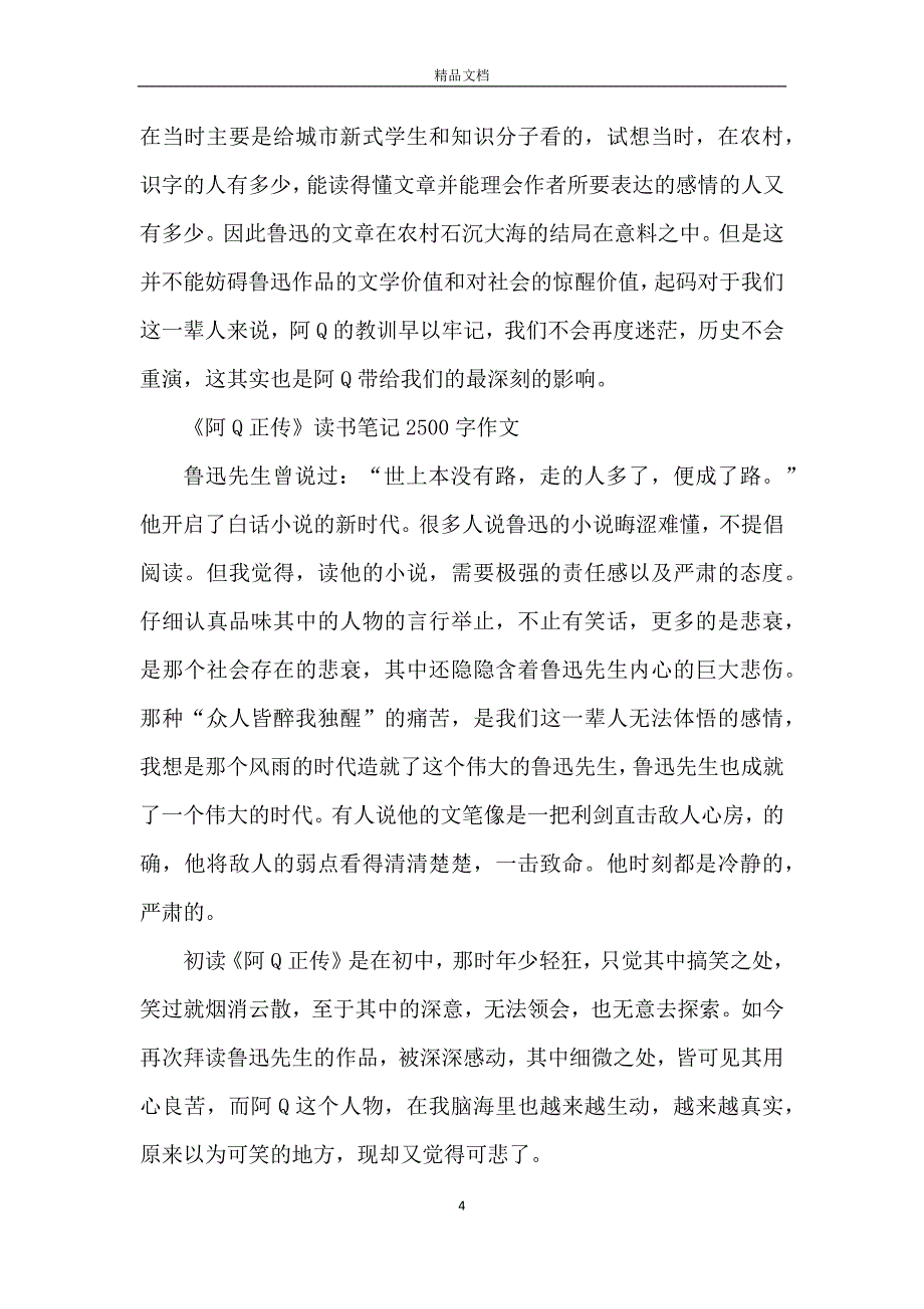 阿Q正传读书笔记2500字作文_第4页