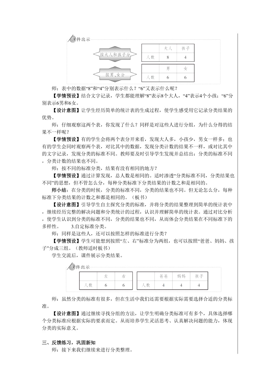 一年级下册数学教案- 3 分类与整理 第2课时 分类与整理(2) 人教版_第2页