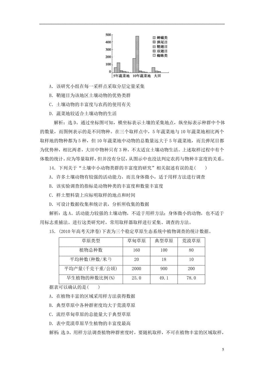 《高考生物总复习 第4章 种群和群落综合检测 新人教版必修3》_第5页