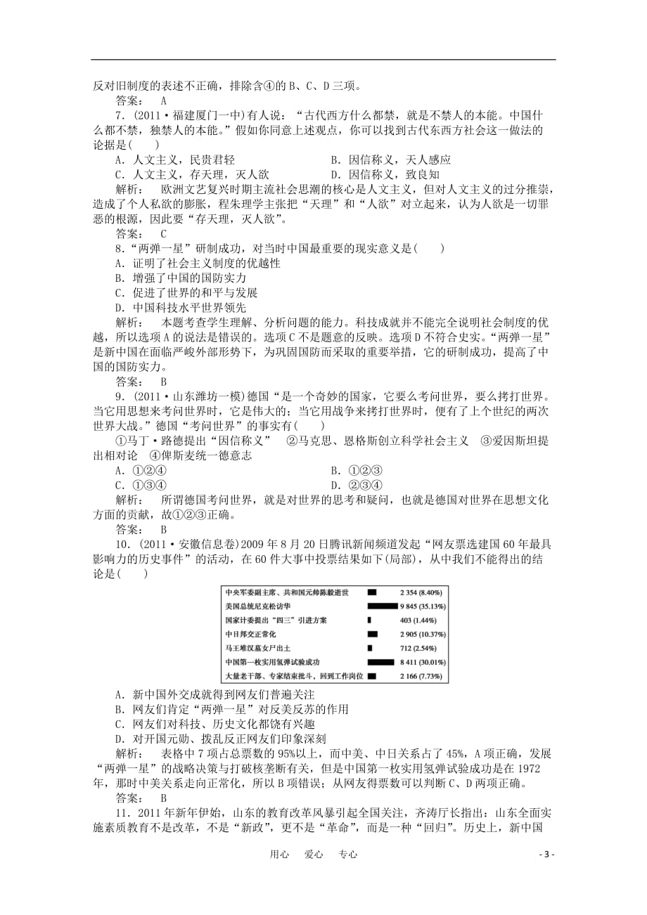 高三生物 复习精品课件及资料《金版新学案》2012高三历史一轮 第十六单元 现代世界的科技与文化B卷单元综合测评 岳麓版_第3页