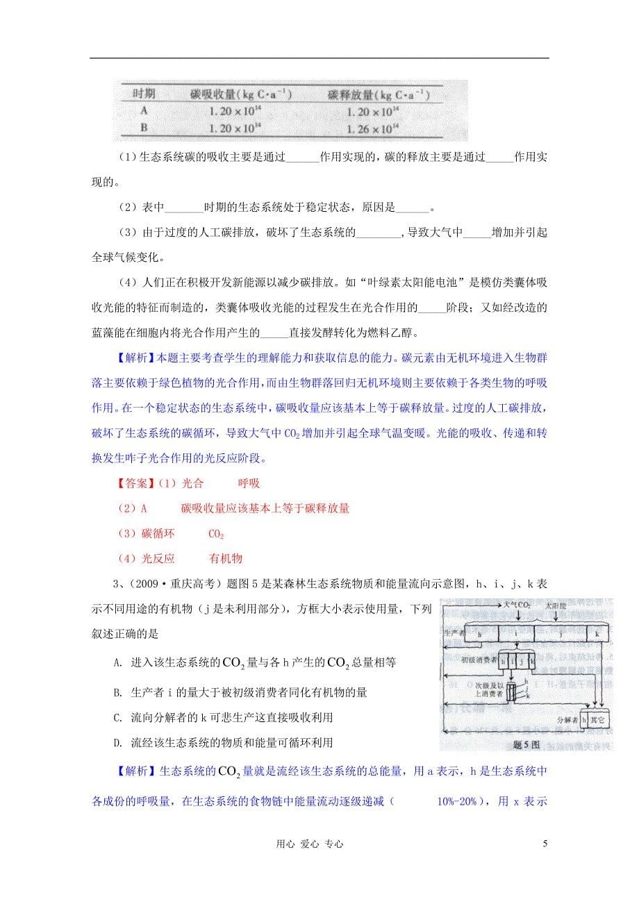 《高三生物 复习精品课件及资料2012届高三生物一轮复习 5.3 生态系统的物质循环精品学案 新人教版必修3》_第5页