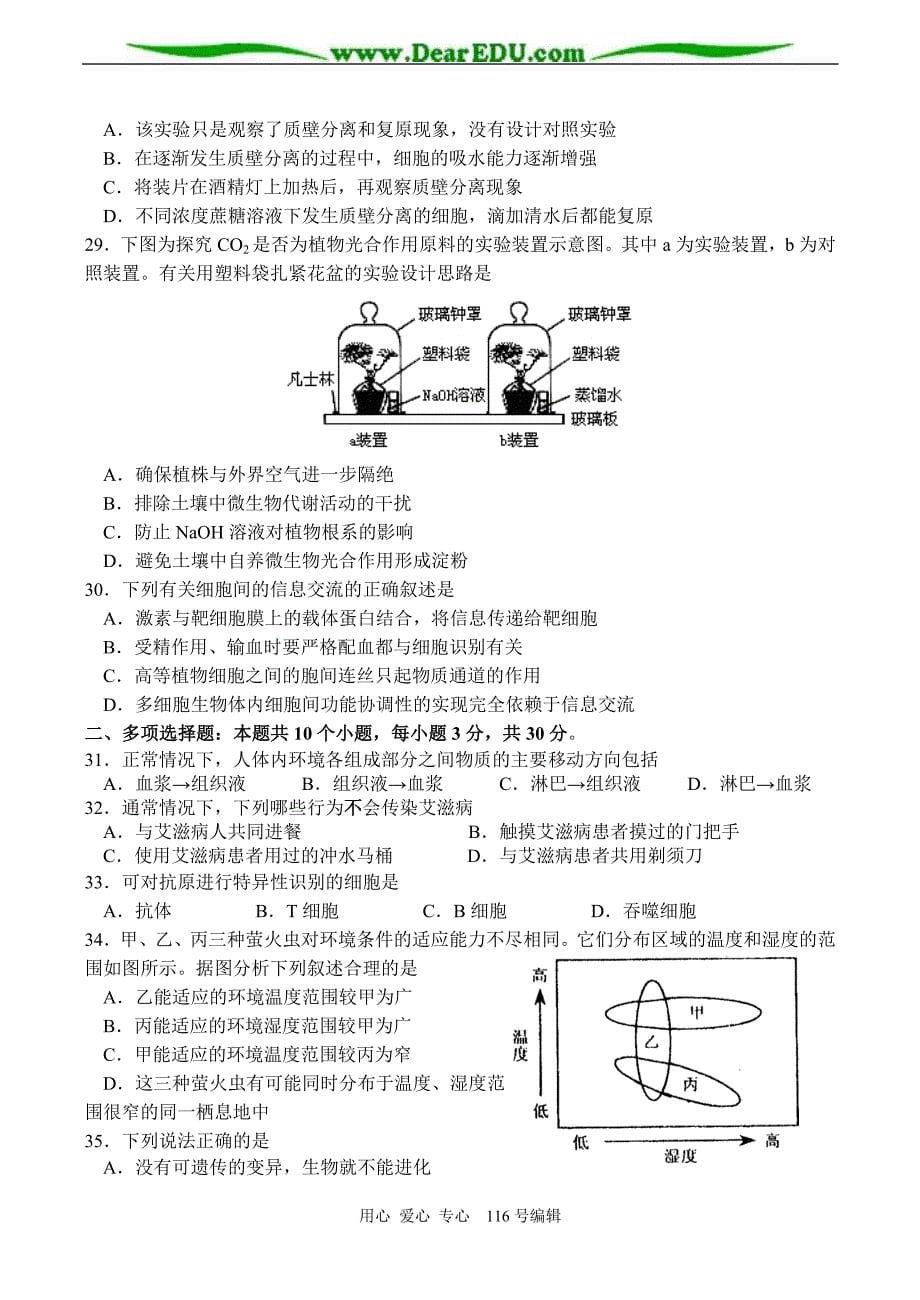 《2021届高三生物综合测试卷2》_第5页