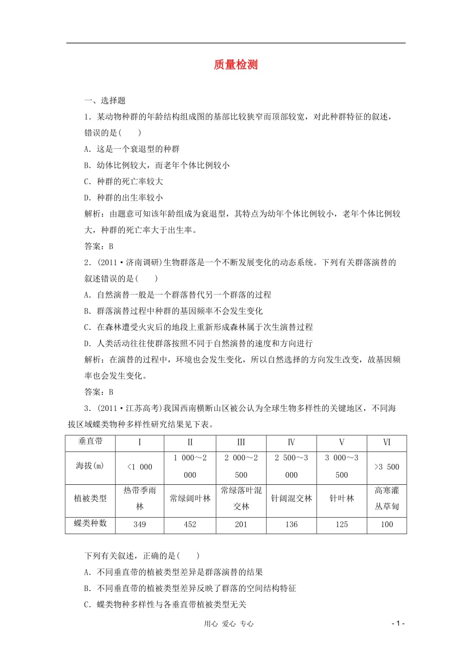 《高考生物二轮 第二部分专题十五专题质量检测复习试题》_第1页