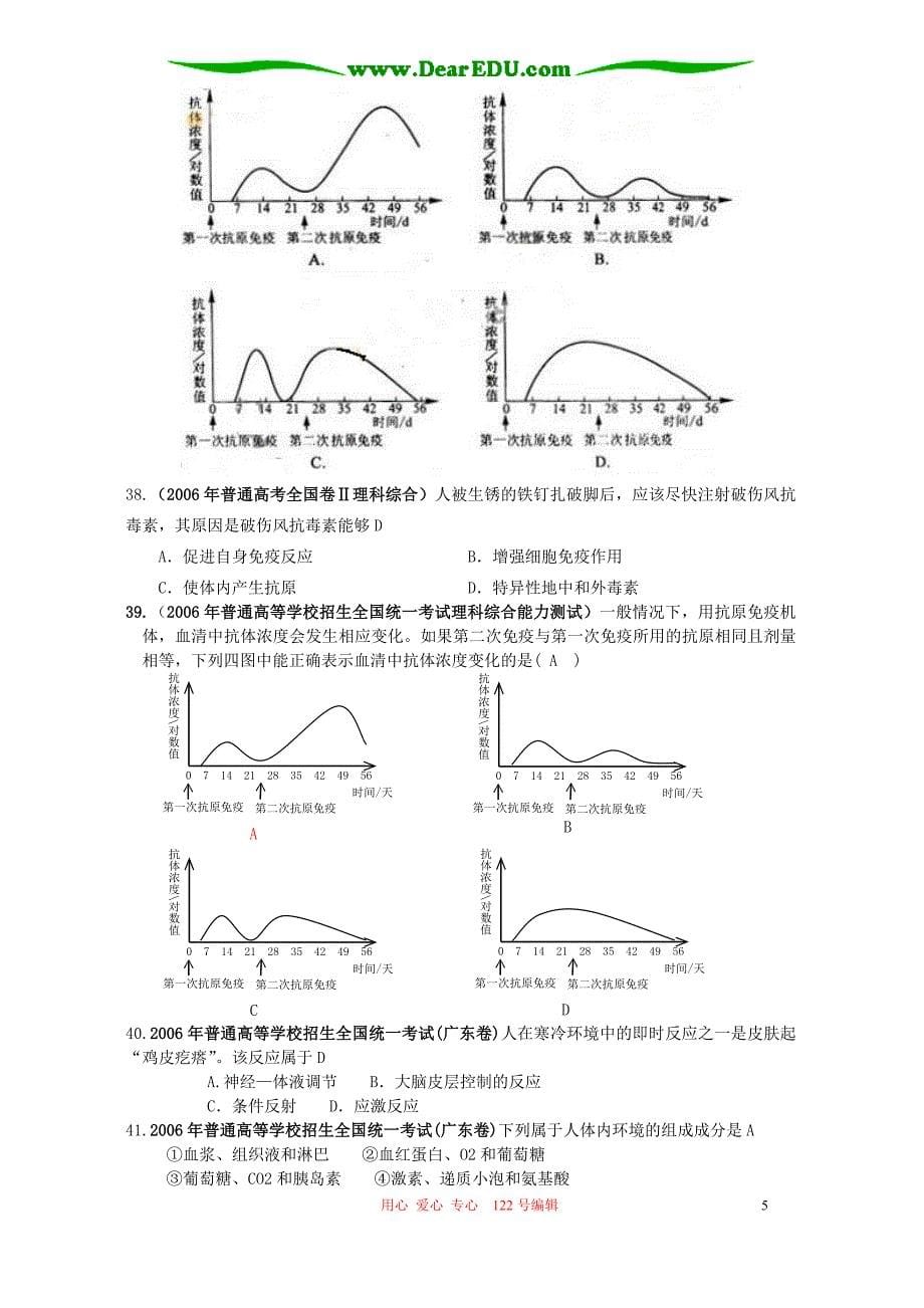 高三生物 复习精品课件及资料2005-2006学年度全国高考生物试题选修部分试题汇编 人教版_第5页