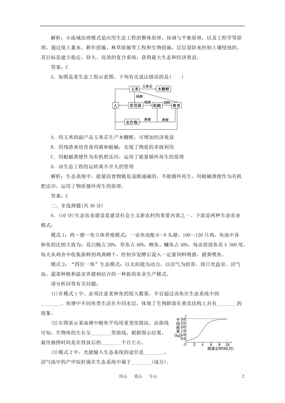 《高三生物 复习精品课件及资料2012届高考生物一轮复习 第五讲 生态工程课时跟踪检测 新人教版选修3》_第2页