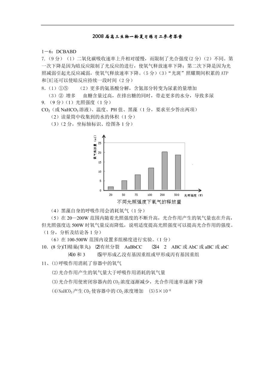 《届高三生物一轮复习练习二》_第5页