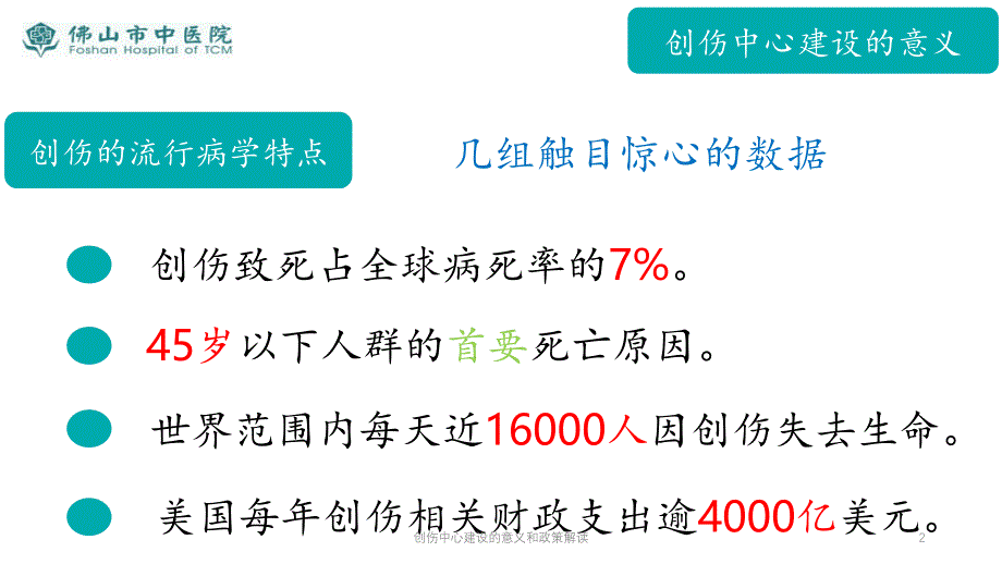 创伤中心建设的意义和政策解读（实用课件）_第2页