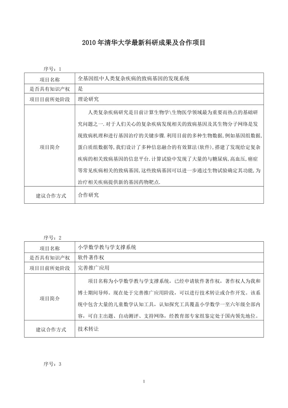 [精选]清华大学最新科研成果及合作项目_第1页