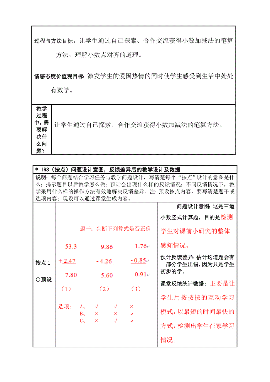 4年级数学《小数的加减法》教学设计_第2页