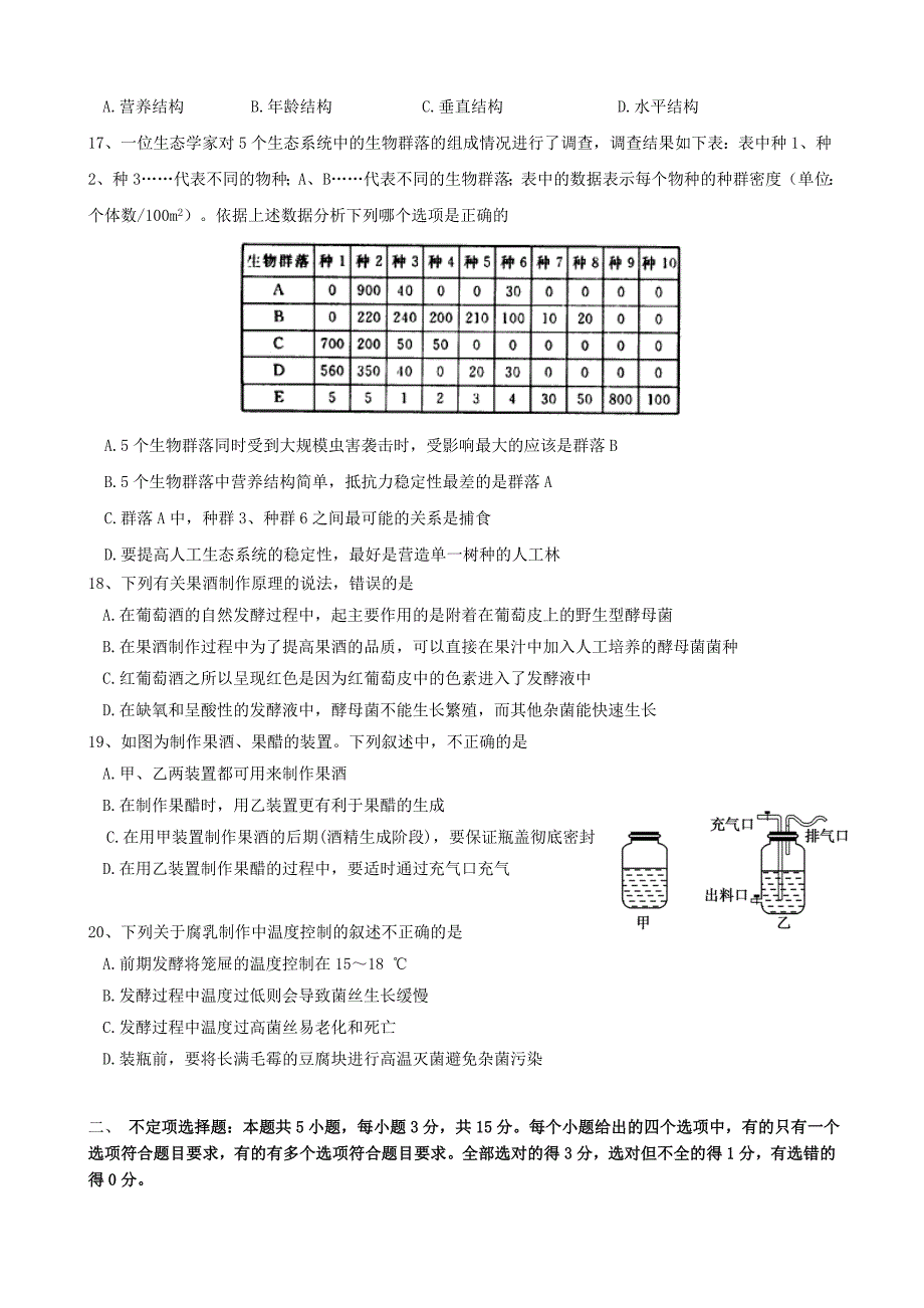 2019-2020学年高二生物下学期期中试题【附答案】_第4页