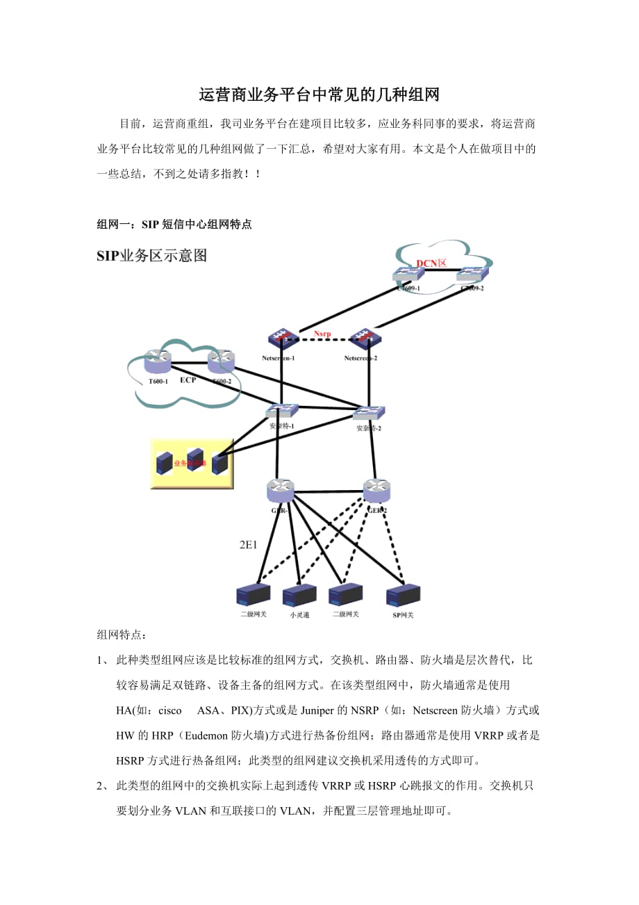 [精选]运营商业务平台中常见的几种组网_第1页