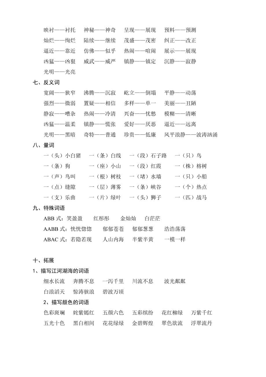 人教版小学四年级语文上册各单元复习重点(考点)之第一单元3页_第3页