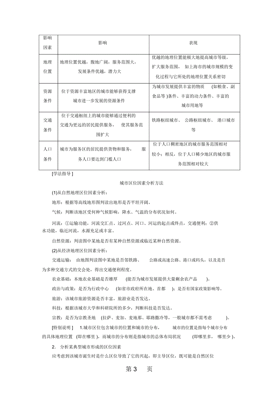 高考复习高三地理湘教版学案：人文地理部分第二章城市与环境_第3页