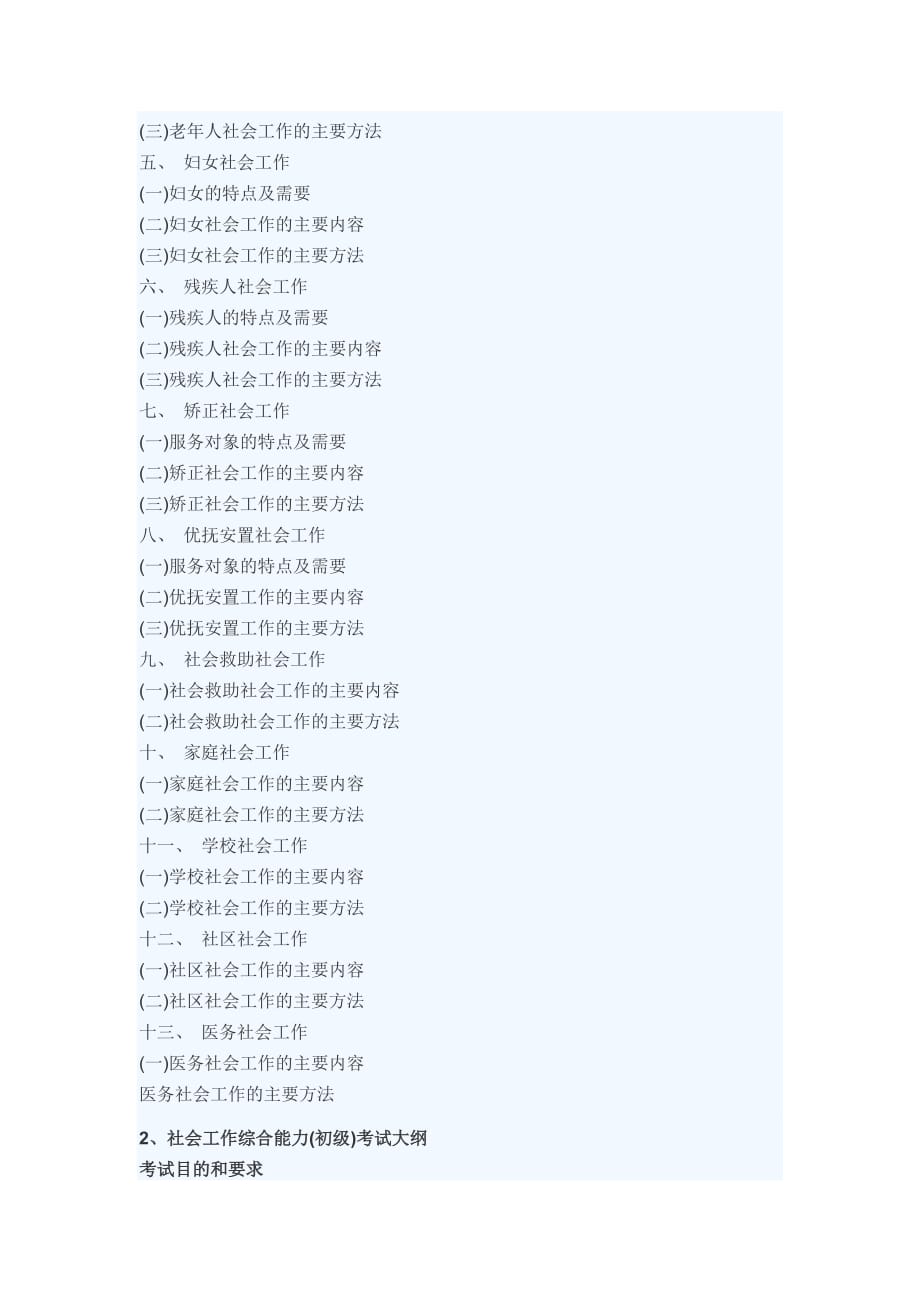 2012年社会工作者(初级)考试教材和考试大纲解析_第3页