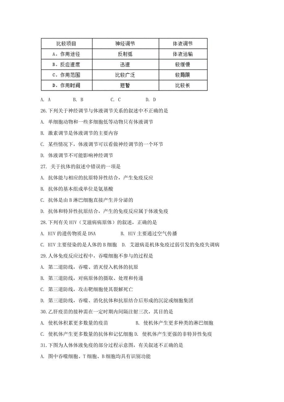 黑龙江省哈尔滨师范大学青冈实验中学校2019-2020学年高二生物10月月考试题【附答案】_第5页