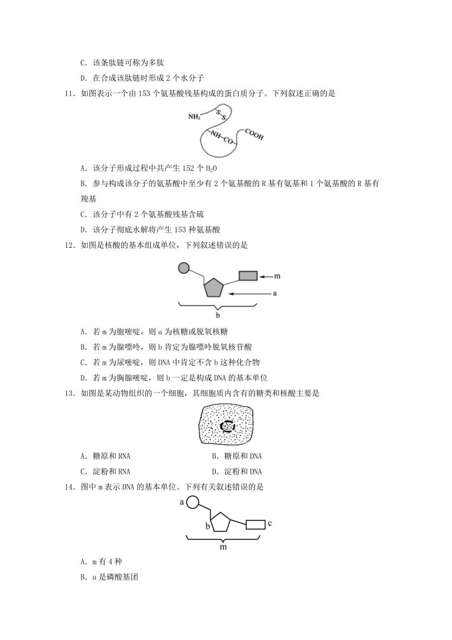 辽宁省营口市第二高级中学2019-2020学年高一生物上学期第一次月考试题【附答案】_第3页