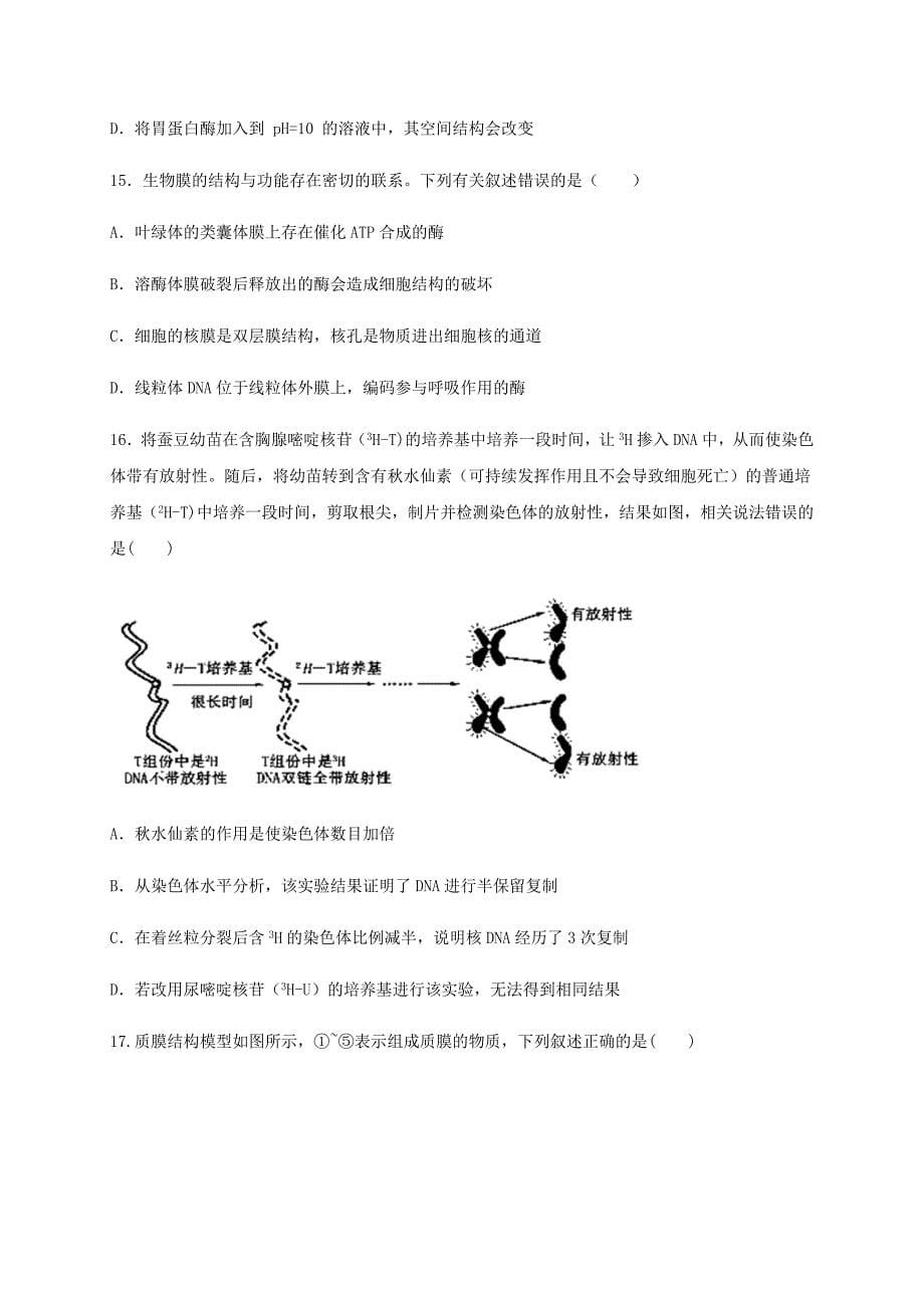 浙江省杭州市西湖高中2019-2020学年高二生物6月月考试题【附答案】_第5页