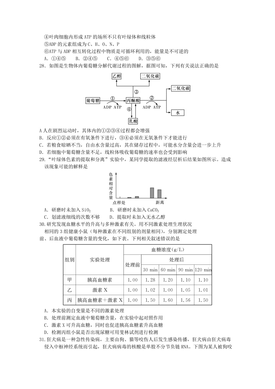 湖南省长沙市2019-2020学年高二生物下学期期末考试试题【附答案】_第4页