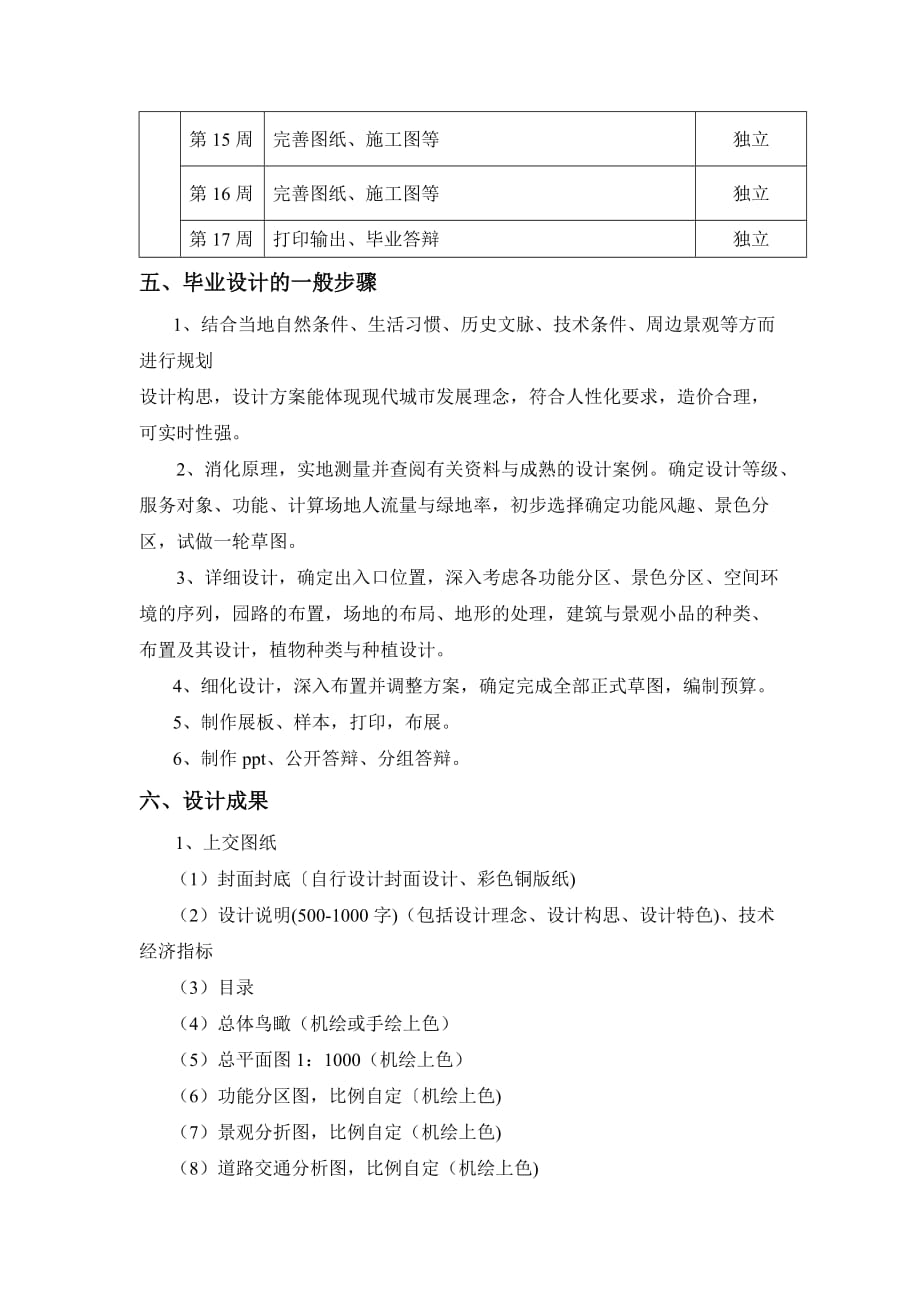 2011届园林工程技术专业毕业设计任务书、指导书_第2页