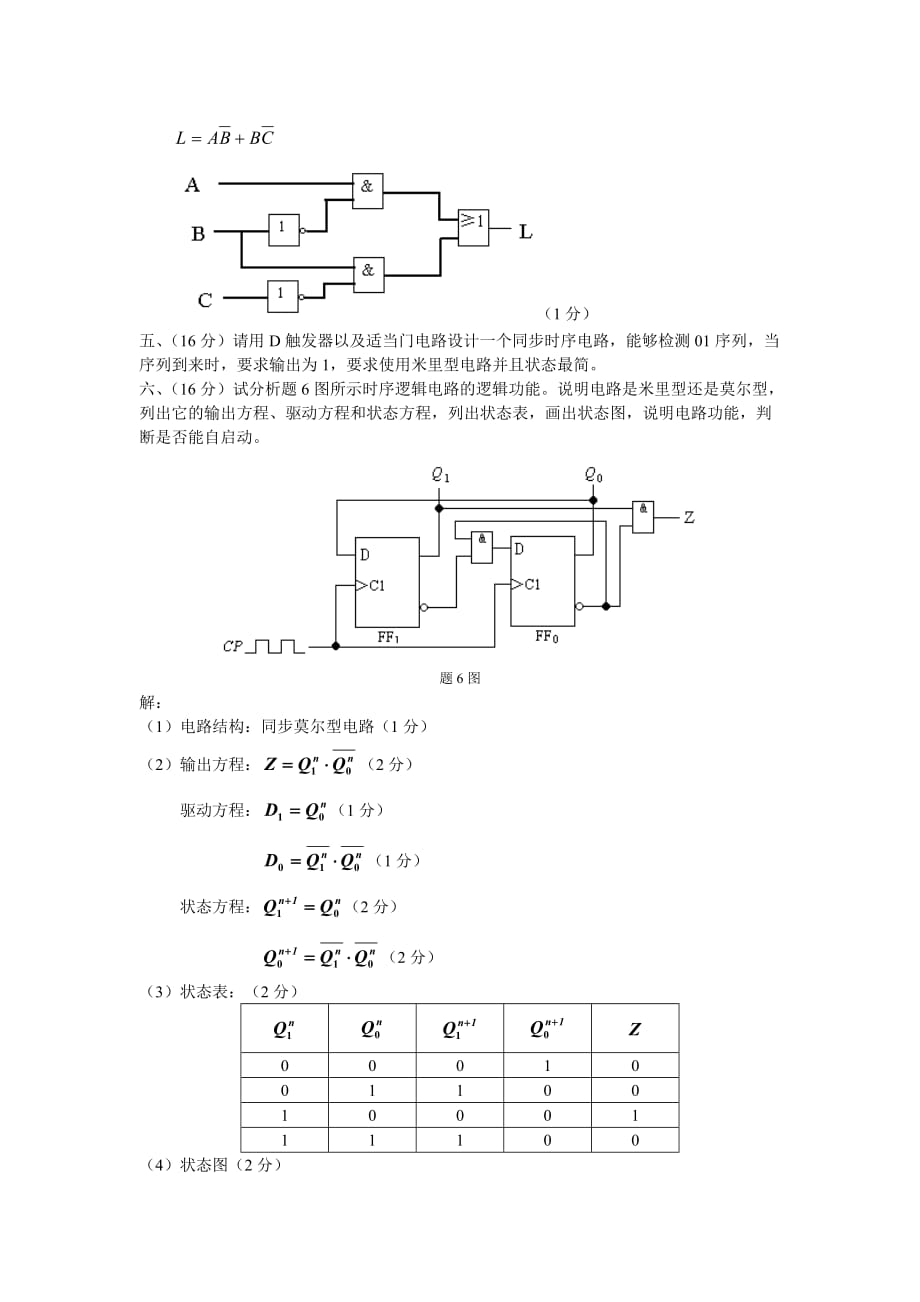 数字电子技术基础-2009-2010(2)-48学时-A卷-试题与答案_第4页