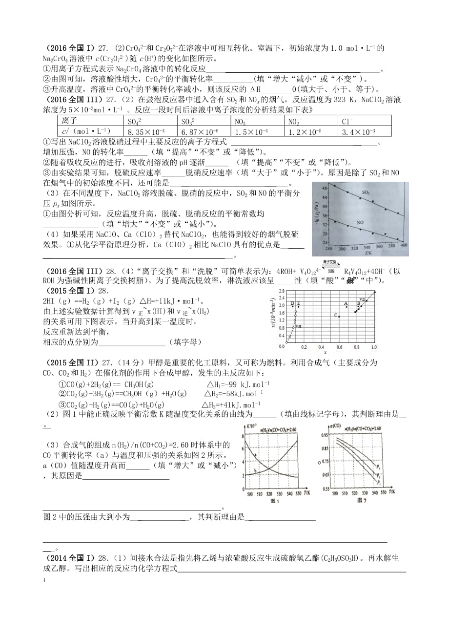 2010-2017全国卷高考题平衡移动、图像与文字表达精选201712186页_第2页