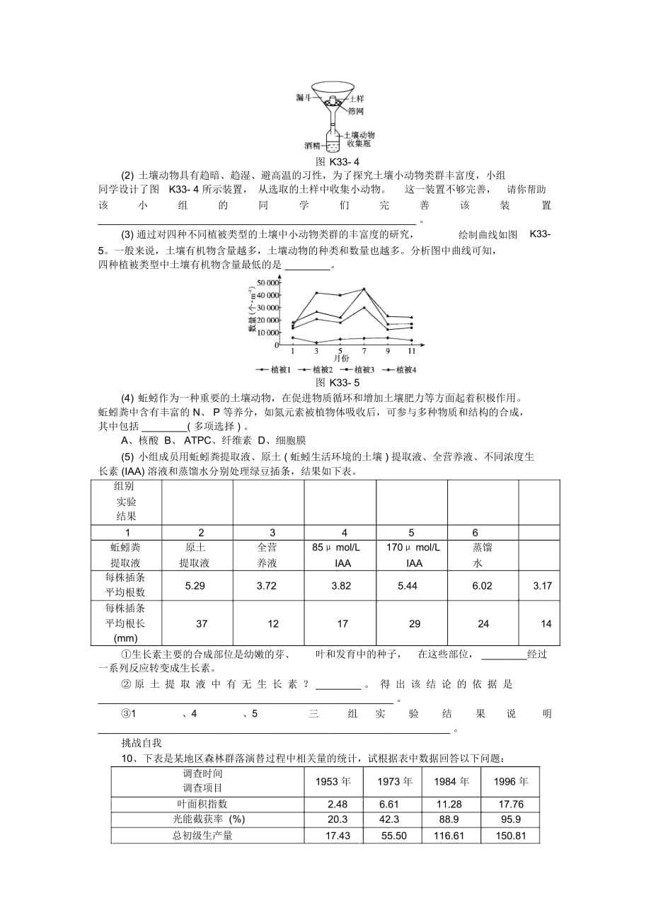 高三生物二轮练习课时功课-第33讲群落的结构特征和群落演替_第4页