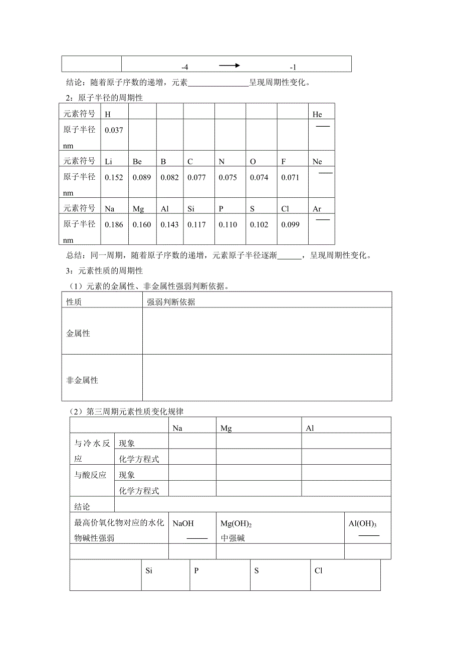 2010届高三化学一轮复习学桉：《元素周期表和元素周期律》19页_第3页