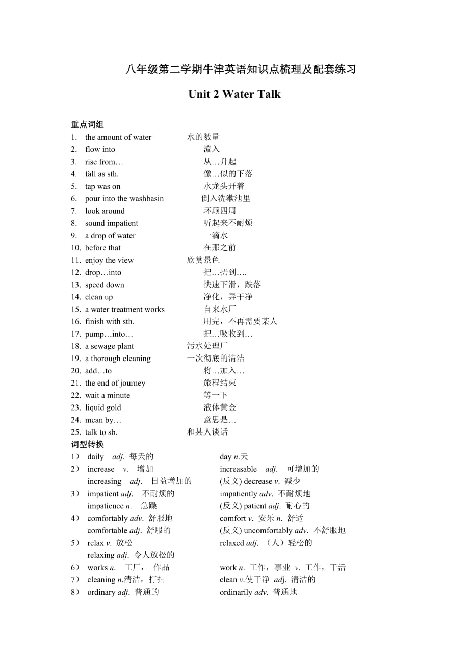 8B-unit-2-知识点梳理+配套双基[1]8页_第1页