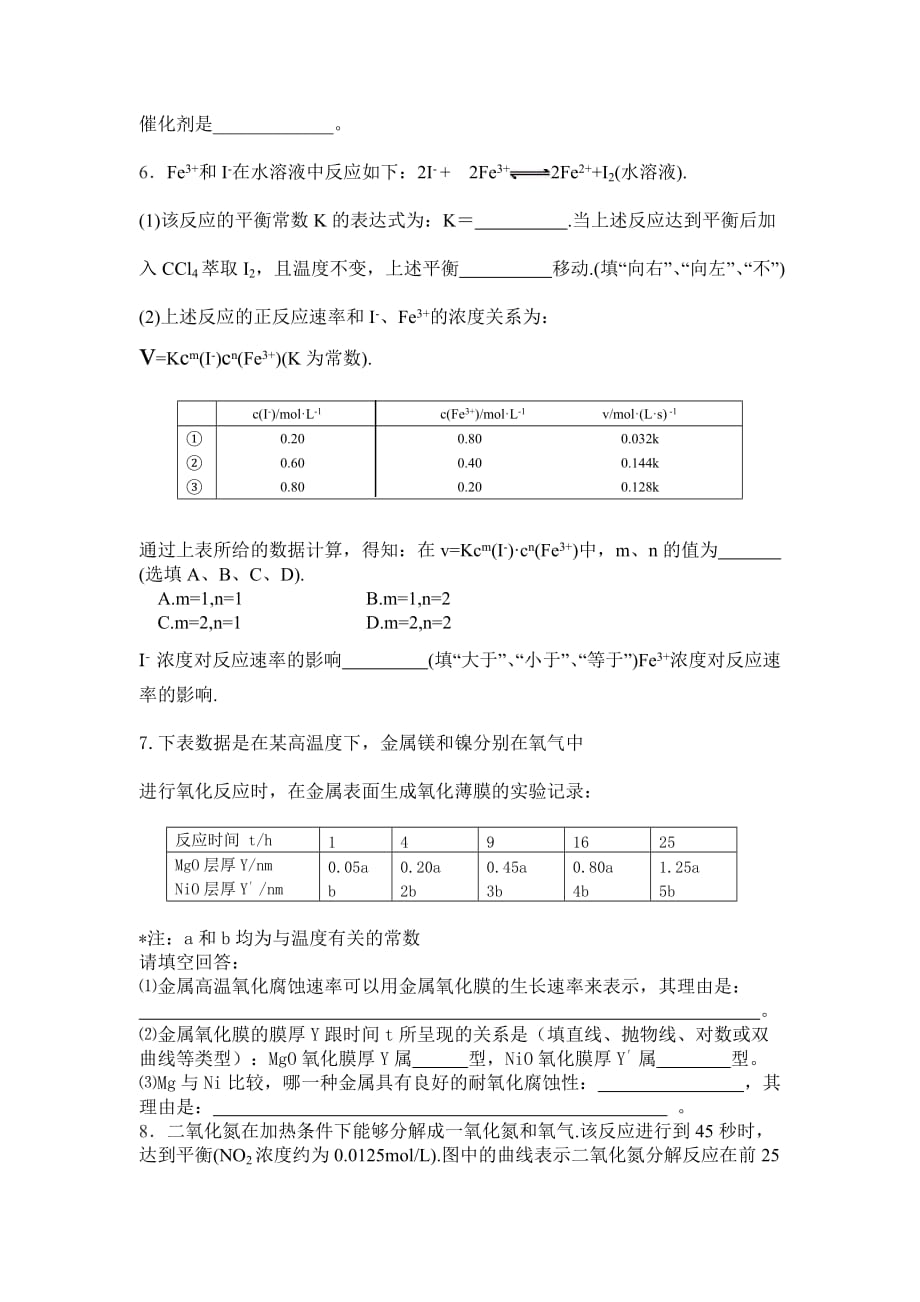 化学高考专题复习21-化学反应速率化学平衡高考真题_第2页