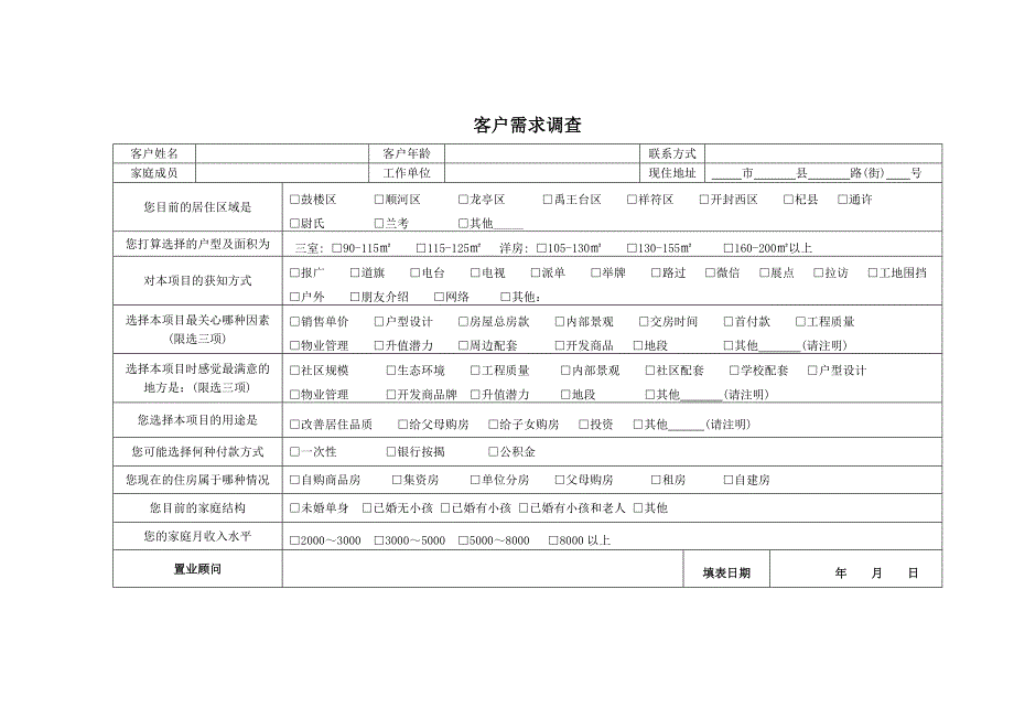 [精选]房地产销售常用表格大全(DOC35页)_第1页