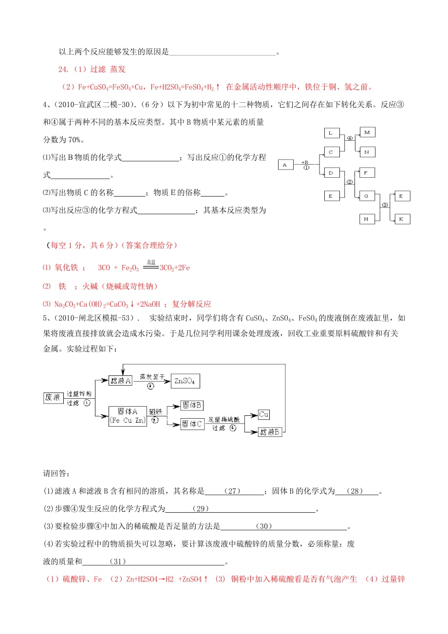 2010年中考化学试题第八单元《金属和金属材料》六大必考题型精选之推断题_第2页