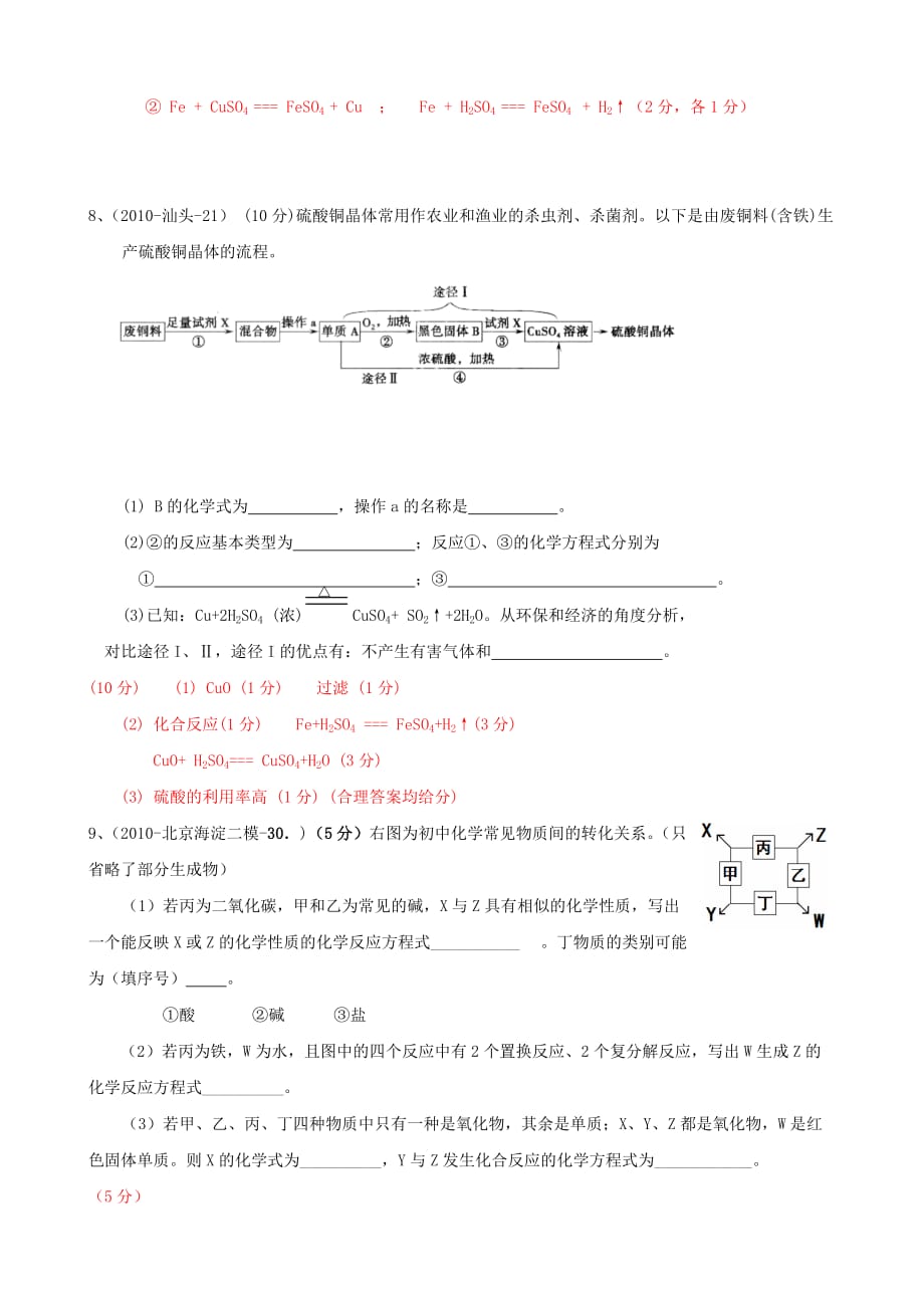 2010年中考化学试题第八单元《金属和金属材料》六大必考题型精选之推断题_第4页