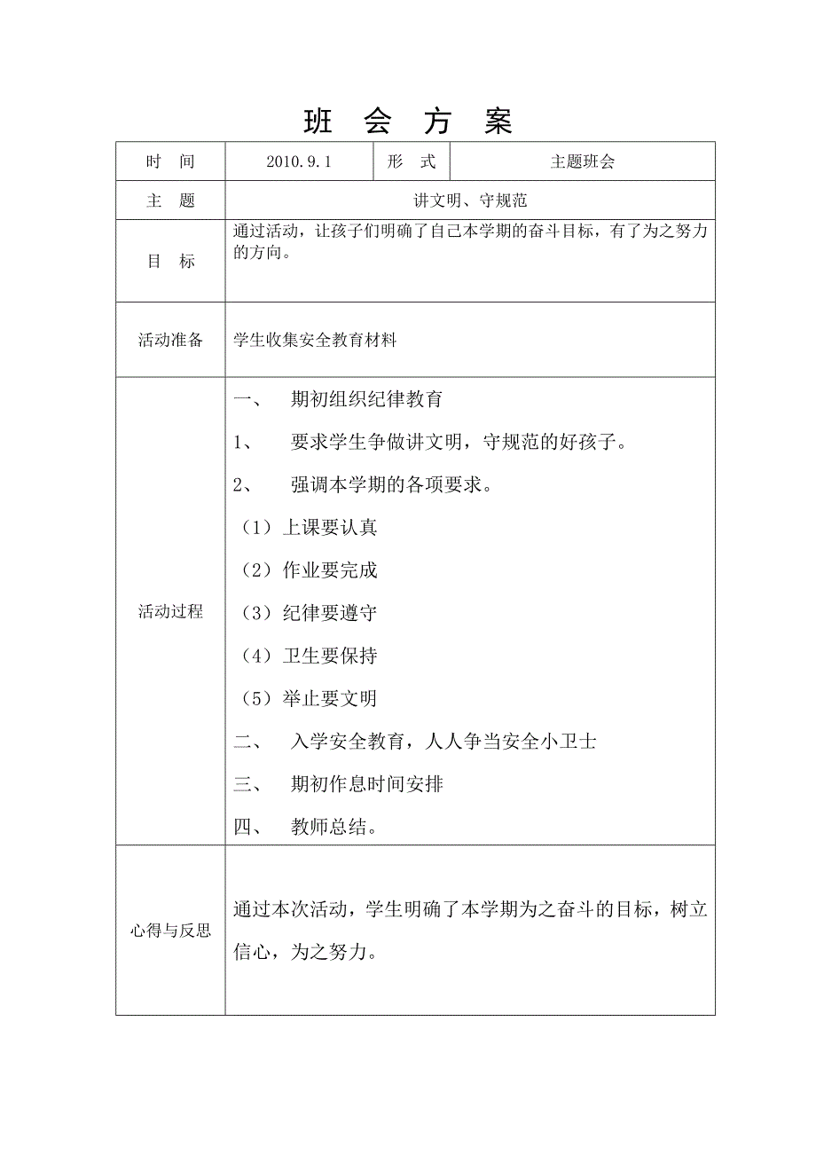 班 会 活 动 方 案上期_第1页