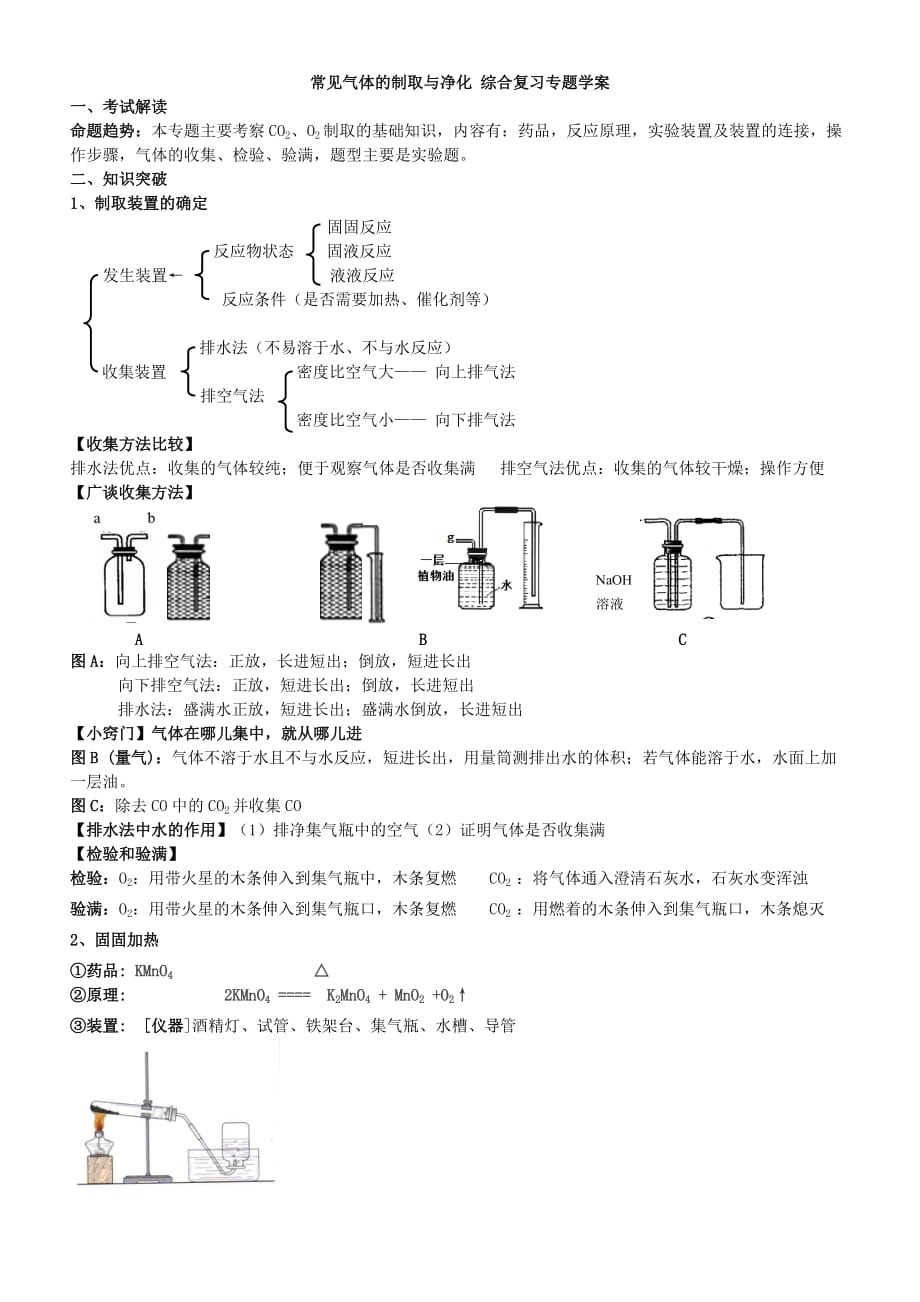 九年级化学-常见气体的制取与净化复习专题-人教新课标版5页_第1页