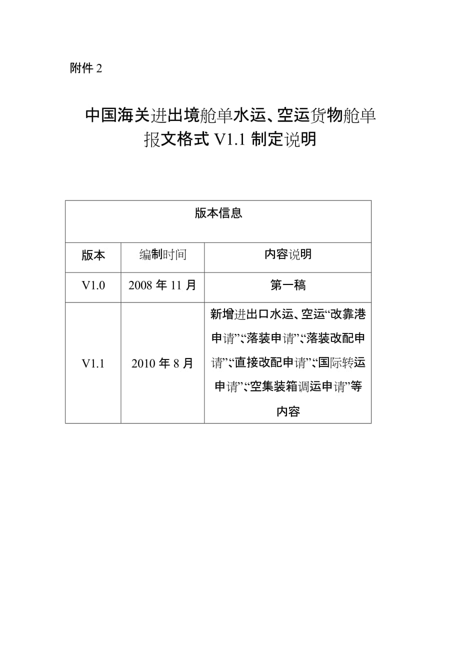 水运、空运货物舱单报文格式V1.1制定说明_第1页