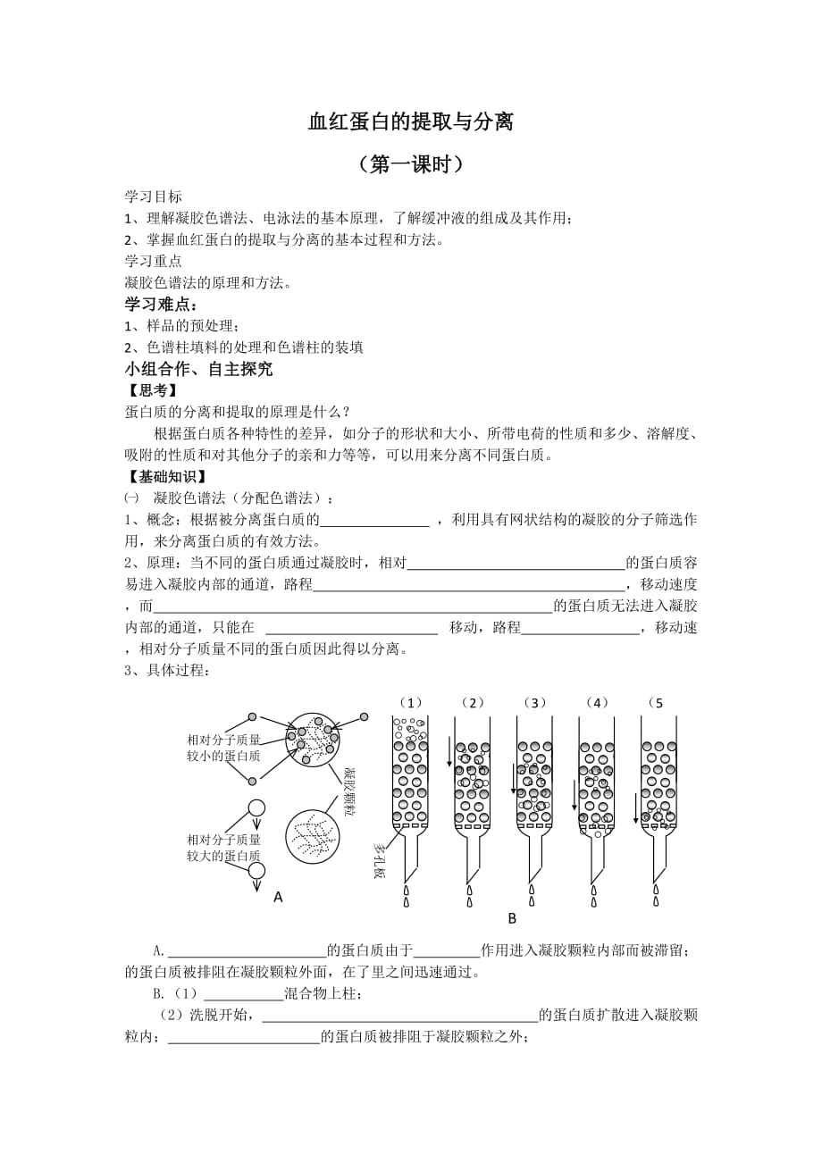 血红蛋白的提取与分离导学案_第1页