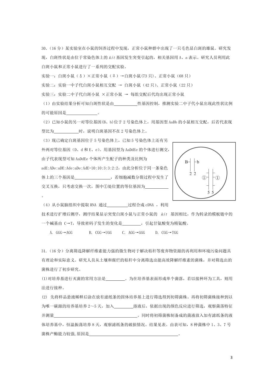 北京市东城区2016高三二模生物试题-Word版含答案5页_第3页
