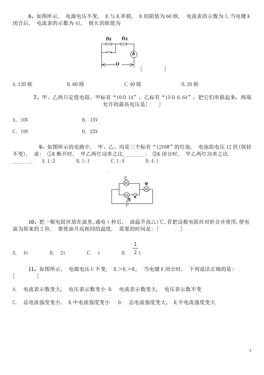 初中物理中考总复习(电学专题)A19页_第2页