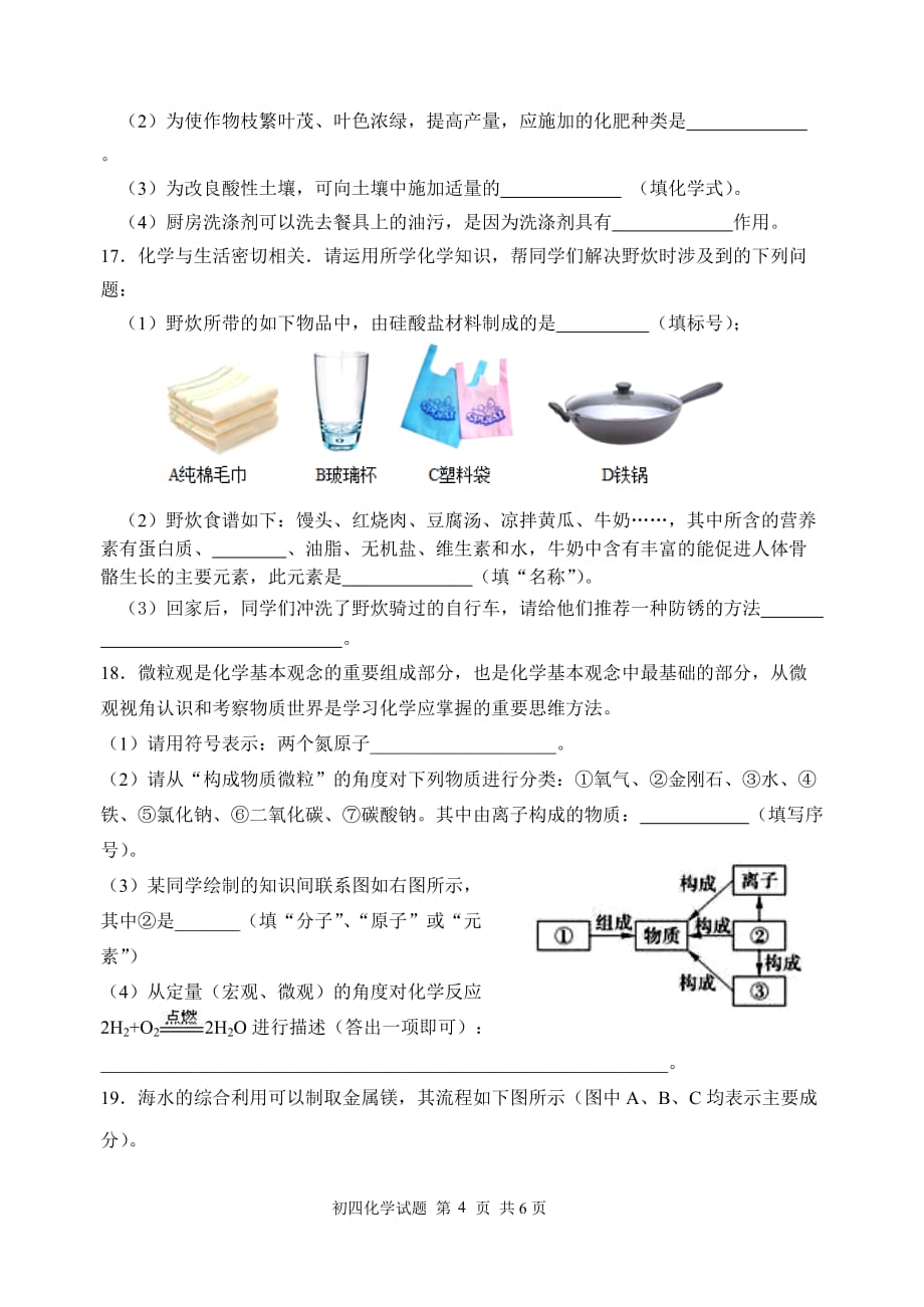 初四化学试题6页_第4页