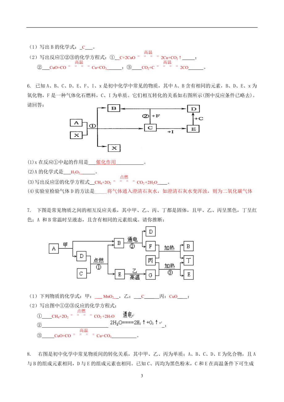 初三化学-复习专题：框图型推断题5页_第3页