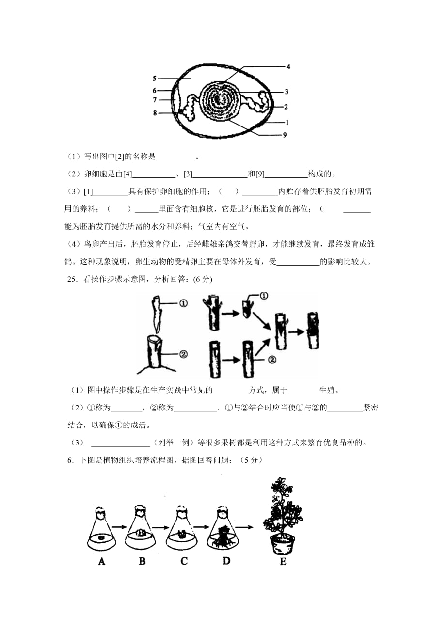 八年级生物下册期中试卷(附答案)7页_第4页