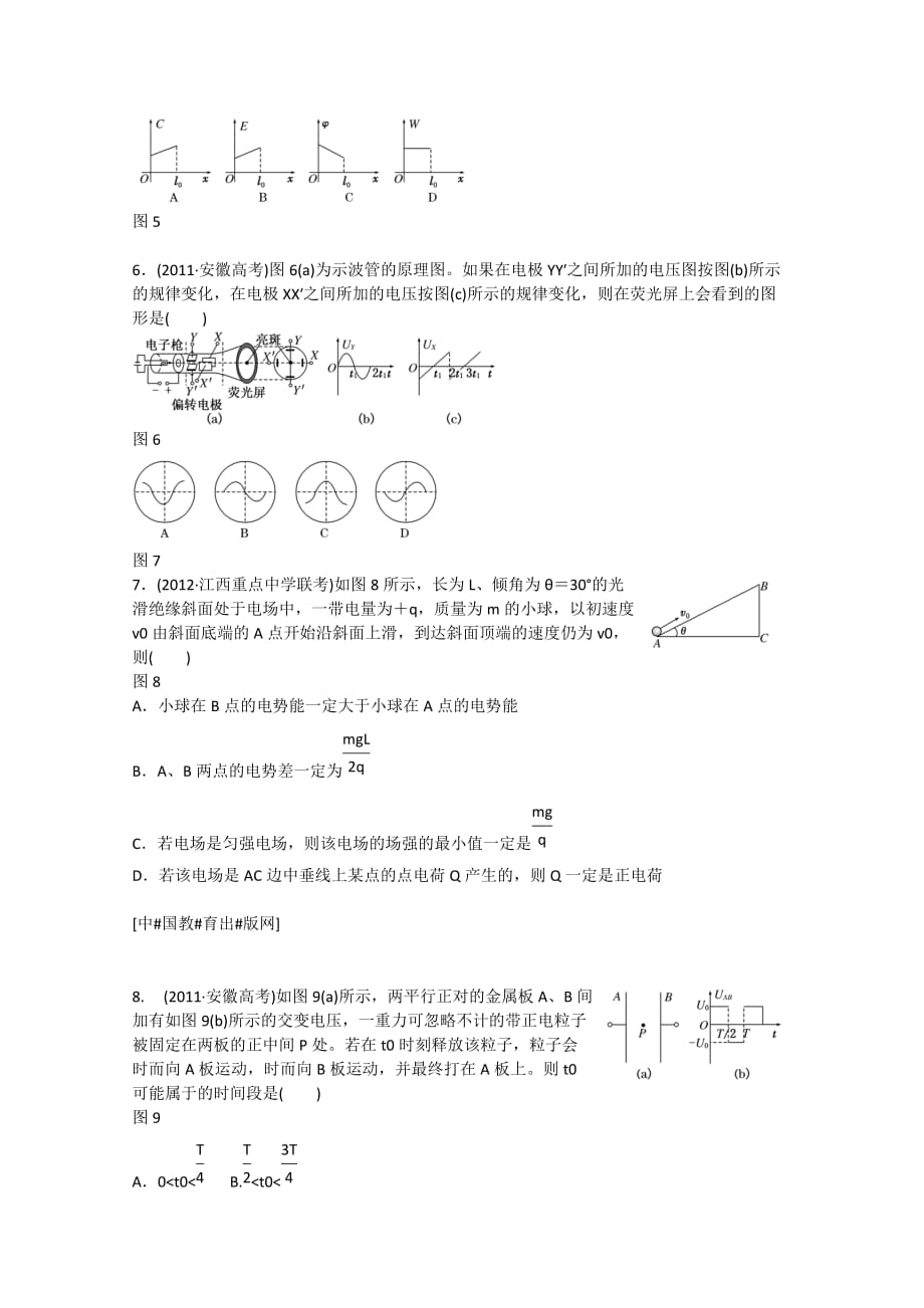 2014届高三物理一轮三维专辑：课时跟踪检测25静电现象 电容器 带电粒子在电场中的运动_第2页