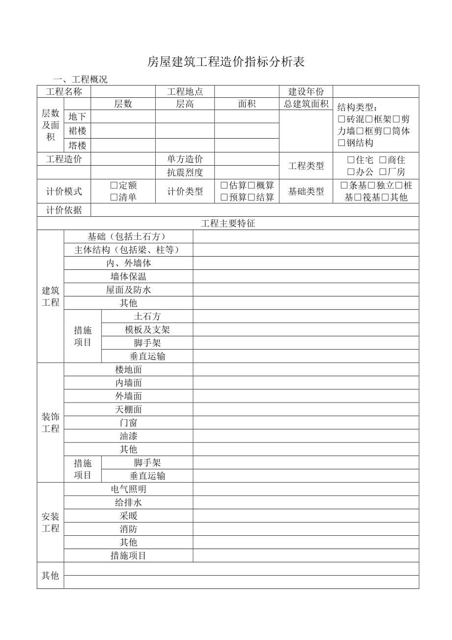 工程造价指标分析表5页_第1页