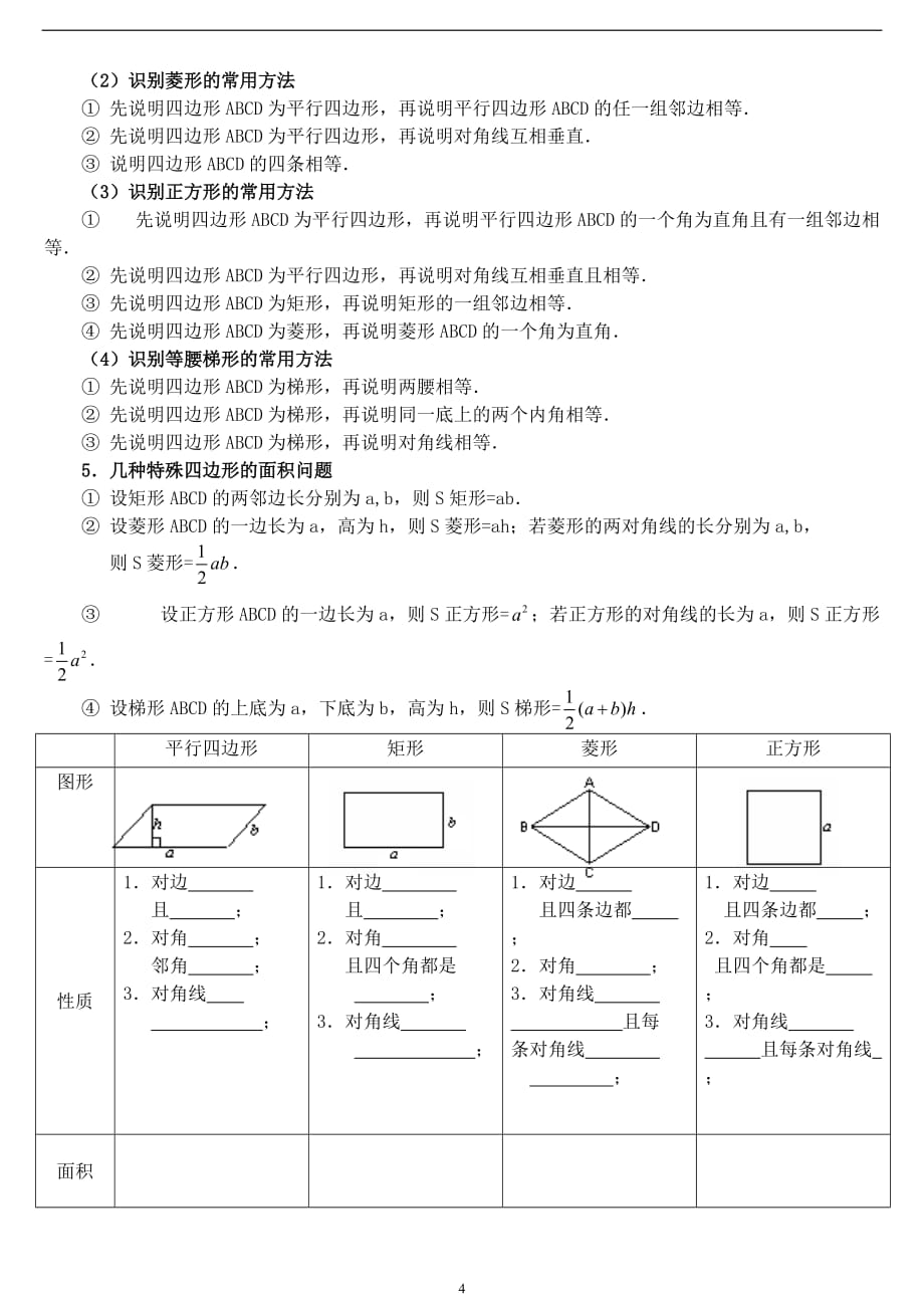 平行四边形知识点总结及对应例题7页_第4页