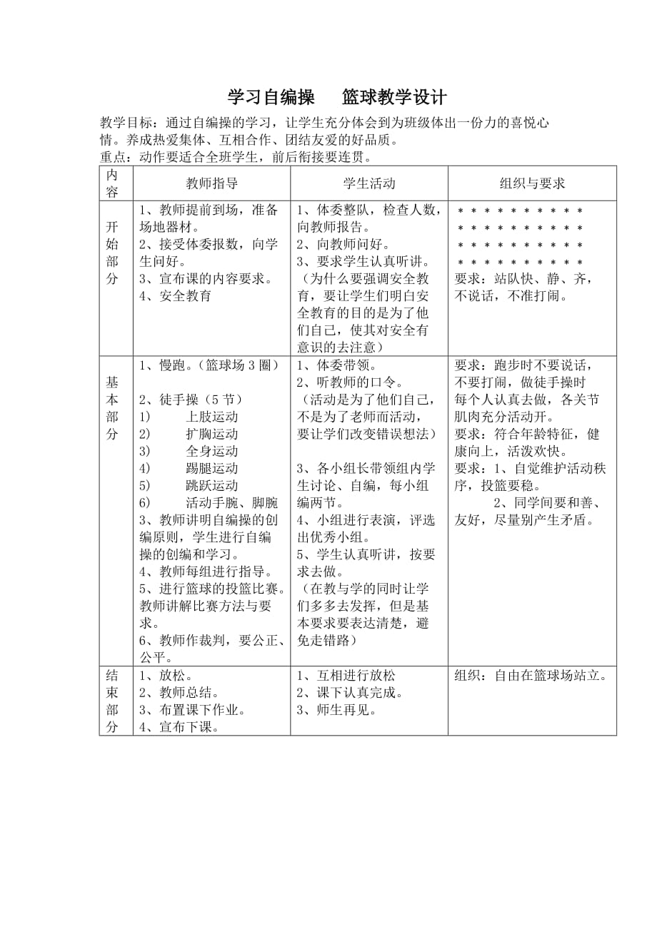 学习自编操篮球教学设计_第1页