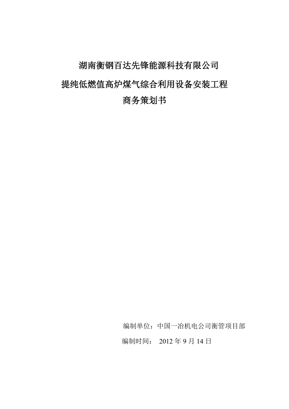 建筑安装工程商务策划书13页_第1页