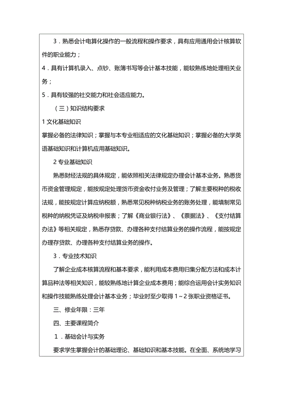 [财务管理财务会计 ]三年制专科电算化会计专业人才培养方案精编_第3页