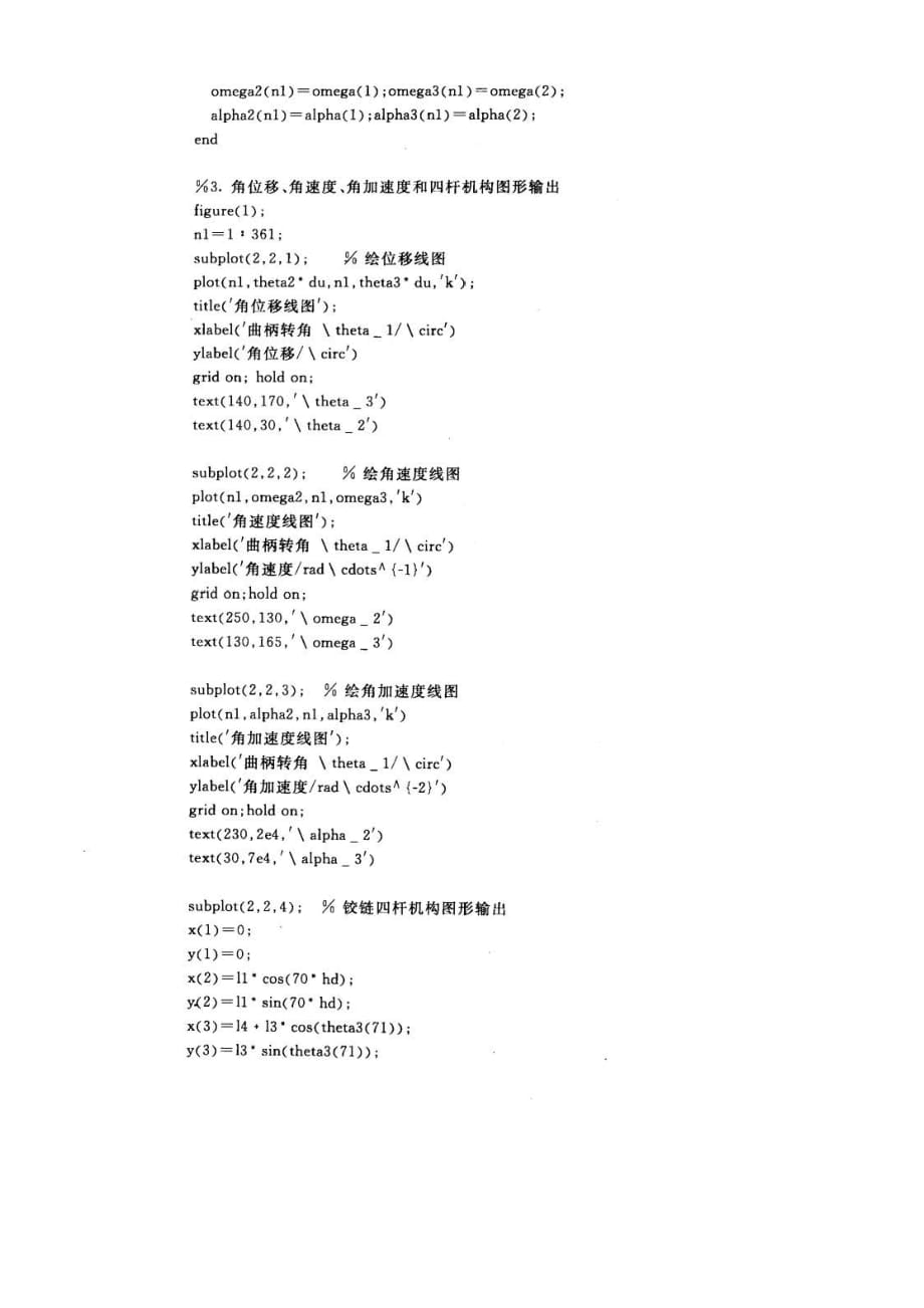 基于MATLAB铰链四杆机构的-运动分析-代码6页_第3页