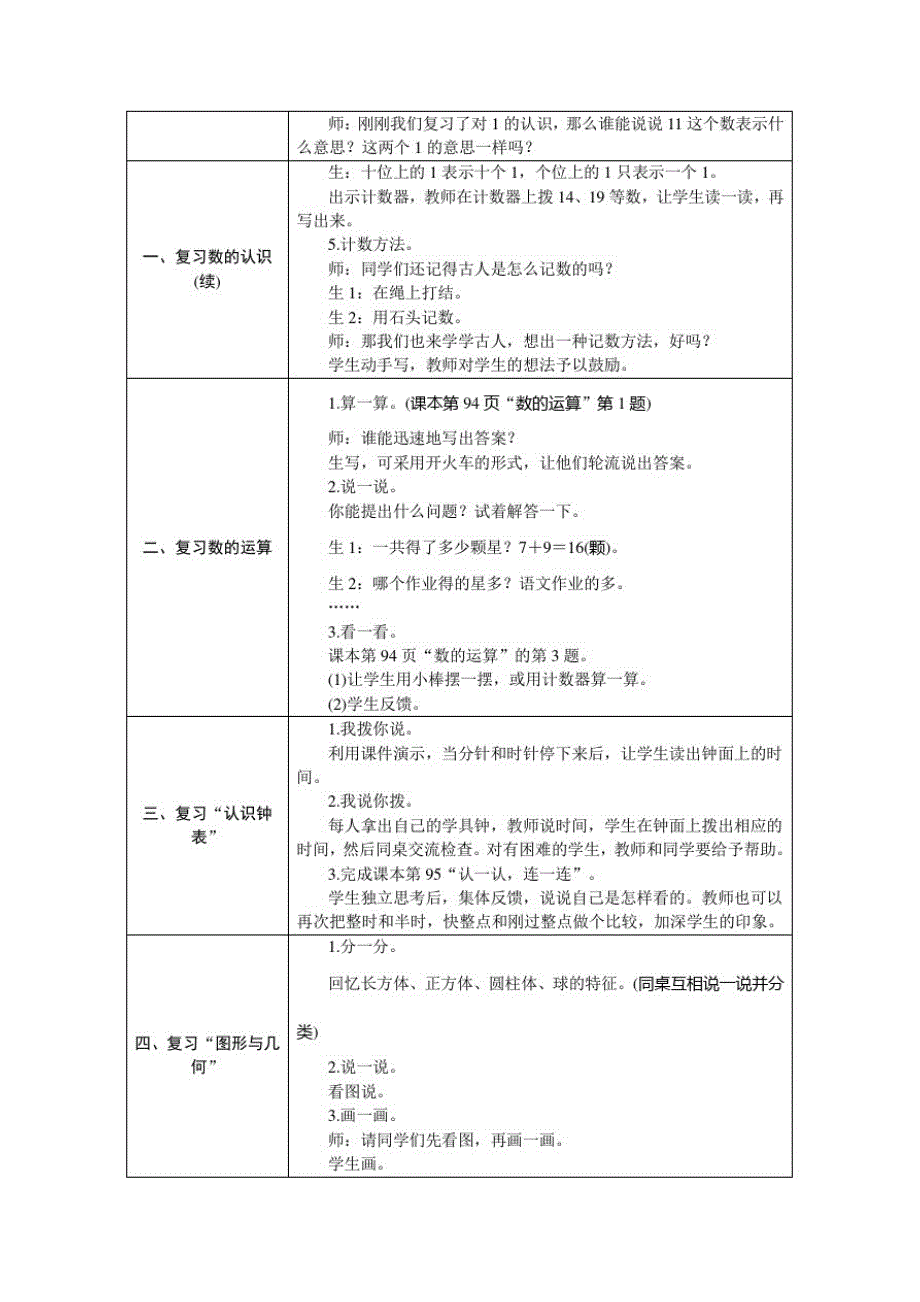 2021年新北师大版数学一年级上册教案：总复习(20210305145333)_第2页